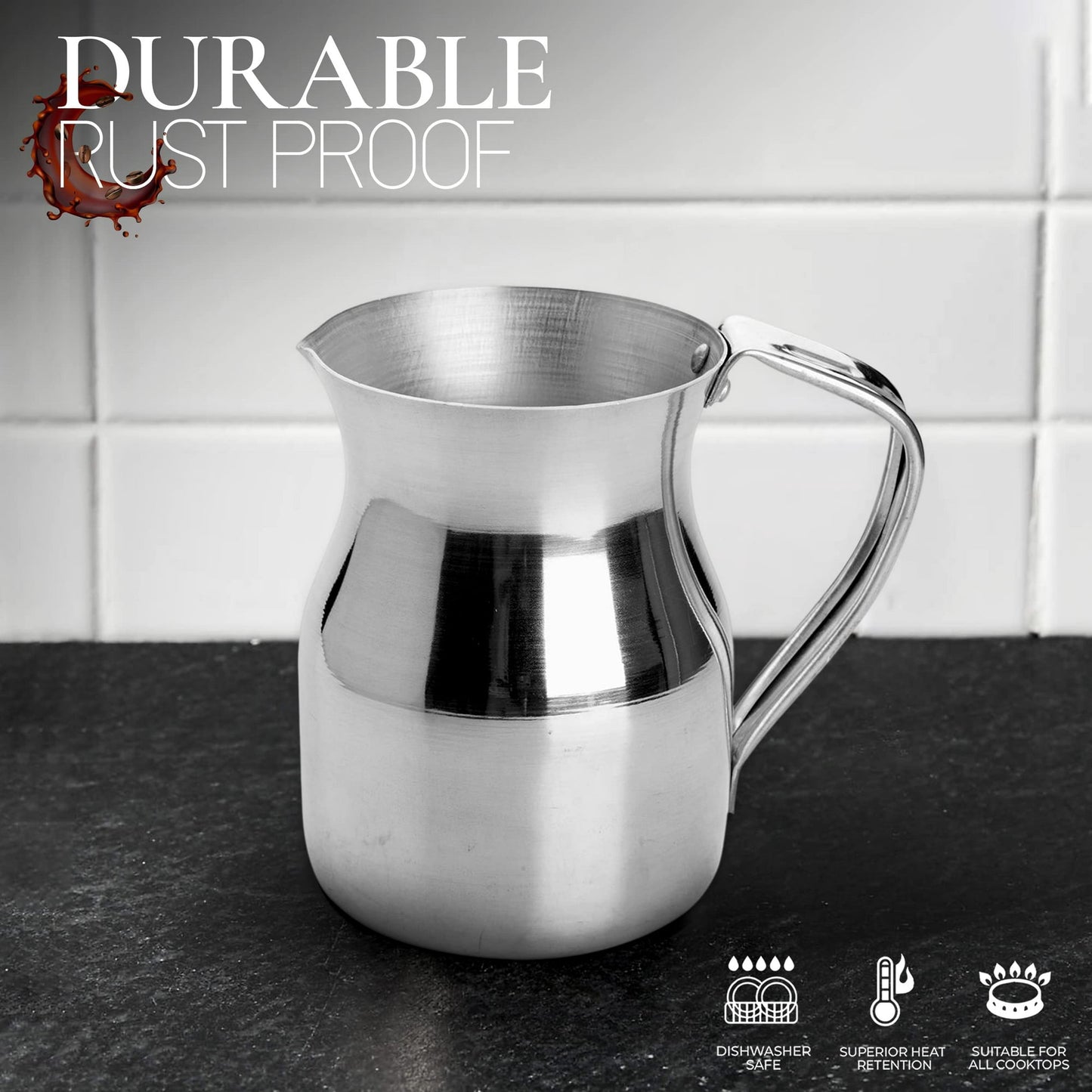 1 QT Aluminum Milk Pot, Hot Drink Pitcher