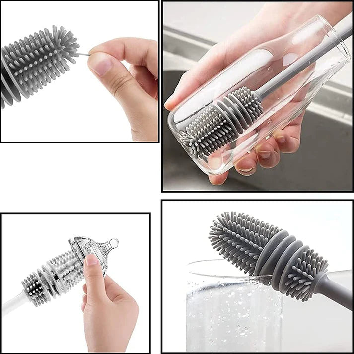Brentwood Stainless Steel Water Bottle with Black Silicone Grip and Loop Cap Includes a Silicone Bottle Brush