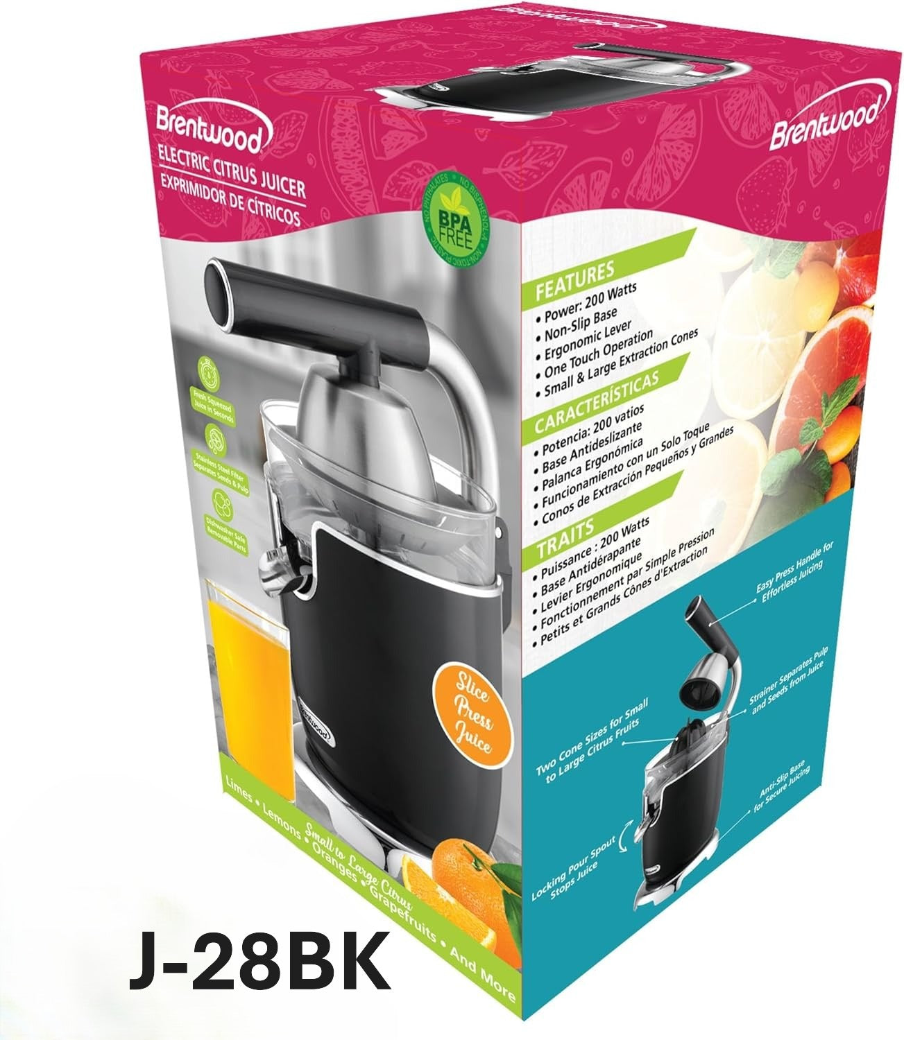 Brentwood Electric Citrus Juicer J-28BK