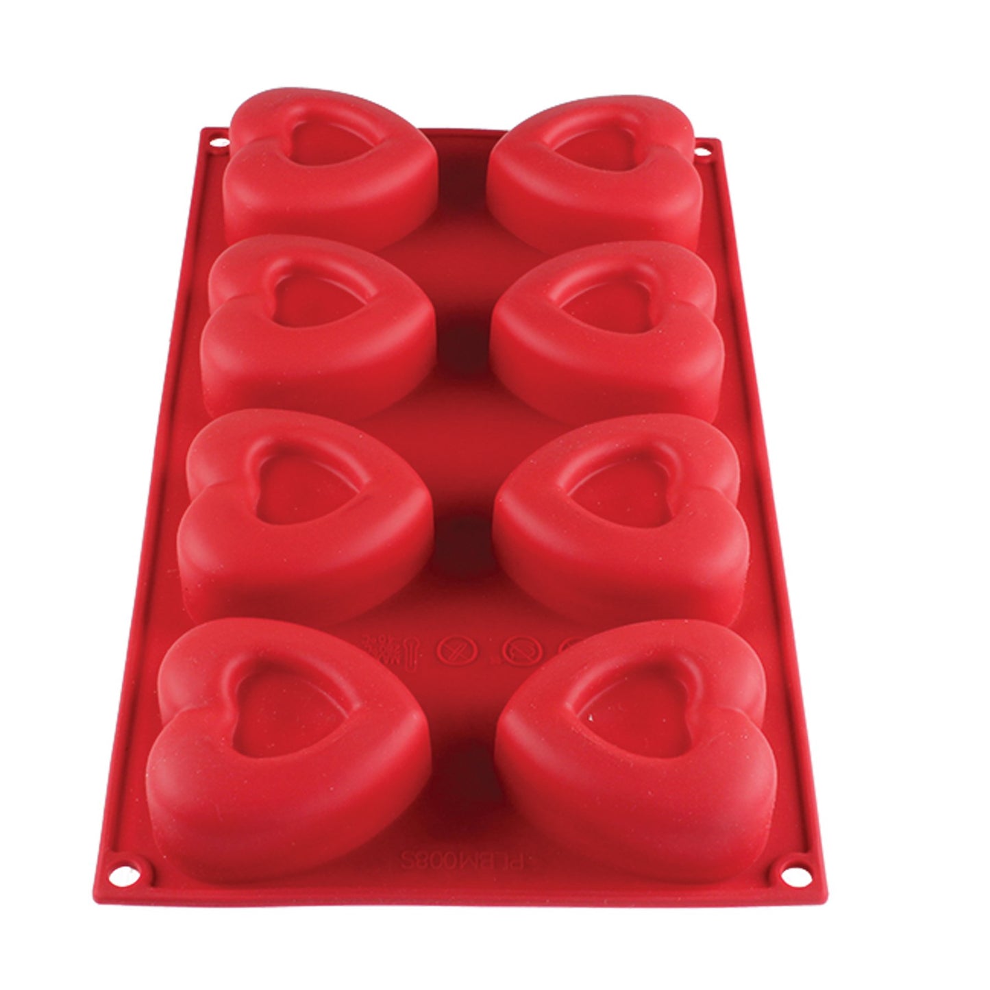2.4 Oz Heart High Heat Silicone Baking Mold, 8 Cavities