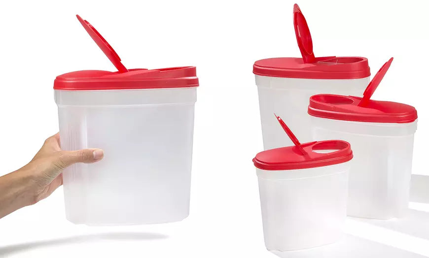 3 PC Red Cereal Container Set