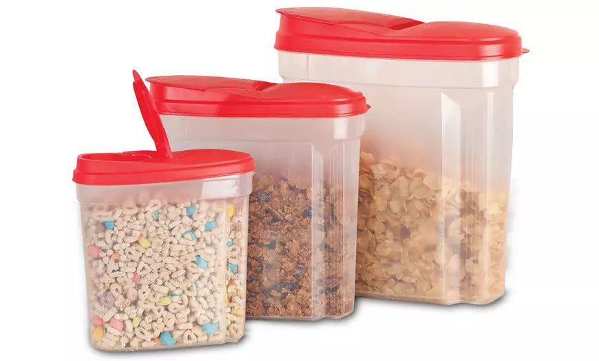 3 PC Red Cereal Container Set