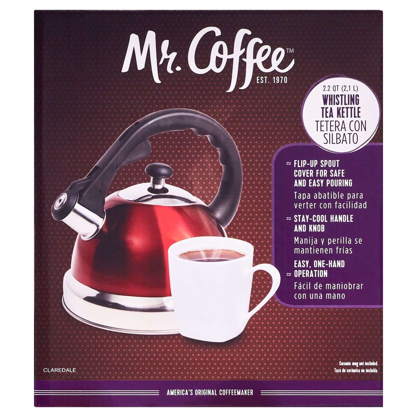 Mr. Coffee 2.2 QT Whistling Tea Kettle - Red