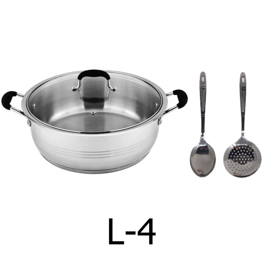 4 QT Stainless Steel 18/10 Induction Low Pot With Silicone Handle