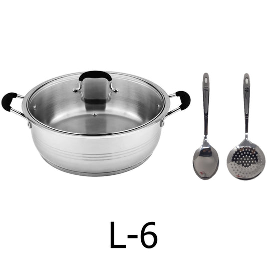 6 QT Stainless Steel 18/10 Induction Low Pot With Silicon Handle