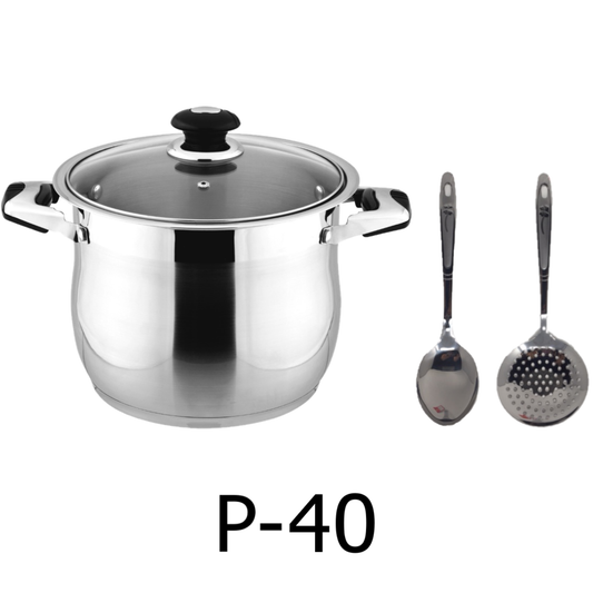 40 QT Stainless Steel 18/10 Induction Stock (Free Gift 2 Spoons)