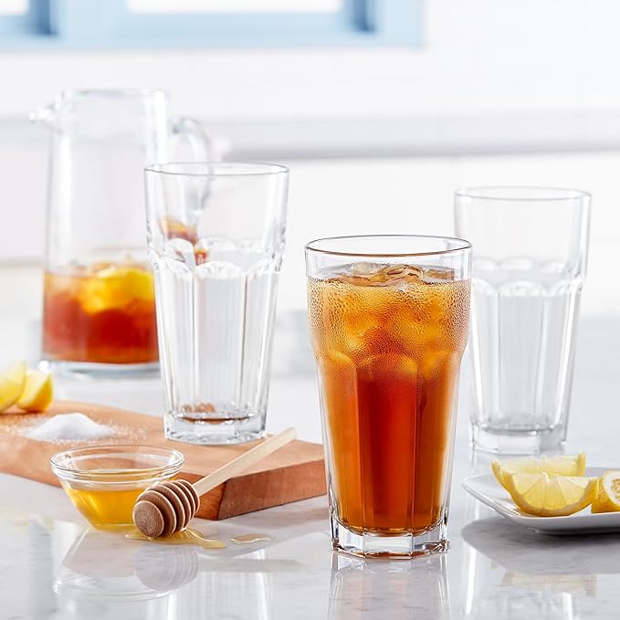 Lisboa Rocks Glasses, Set Of 4 Classic Everyday Drinking Glasses, 12oz Cups For Kitchen,