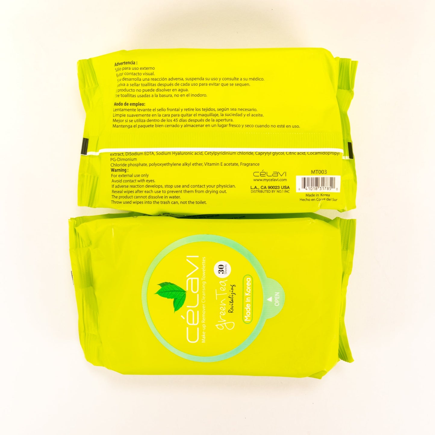 Celavi Green Tea Makeup Remover Cleansing Wipes (Pack of 2)