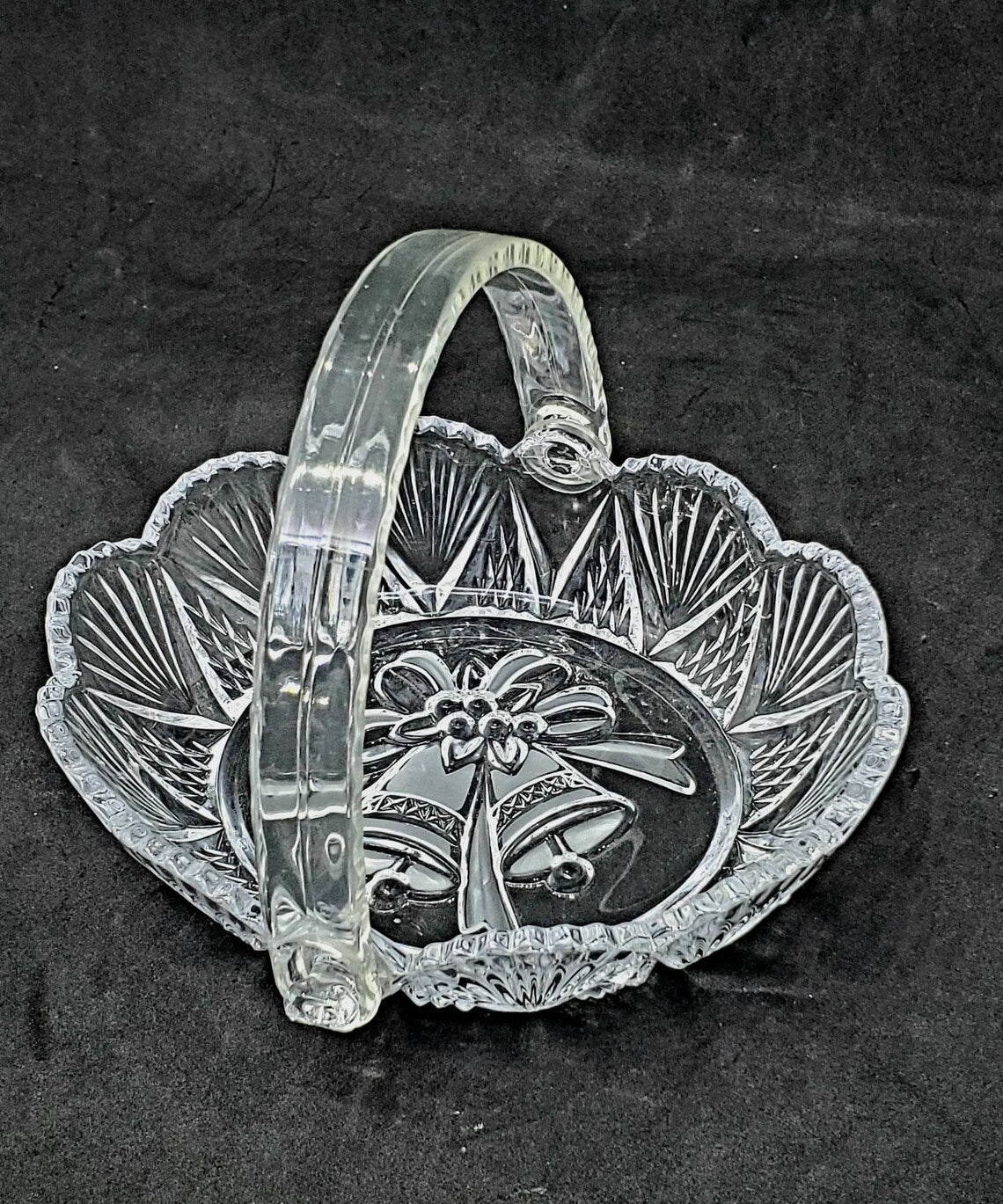 Crystal Bell Glass Basket with Handle