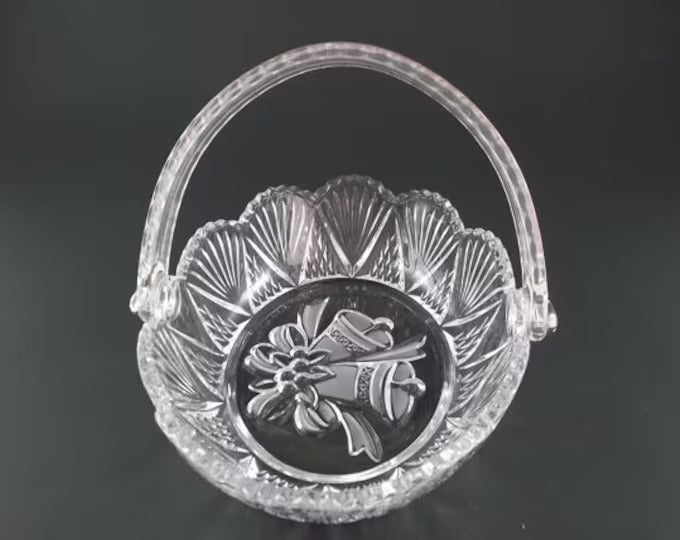 Crystal Bell Glass Basket with Handle