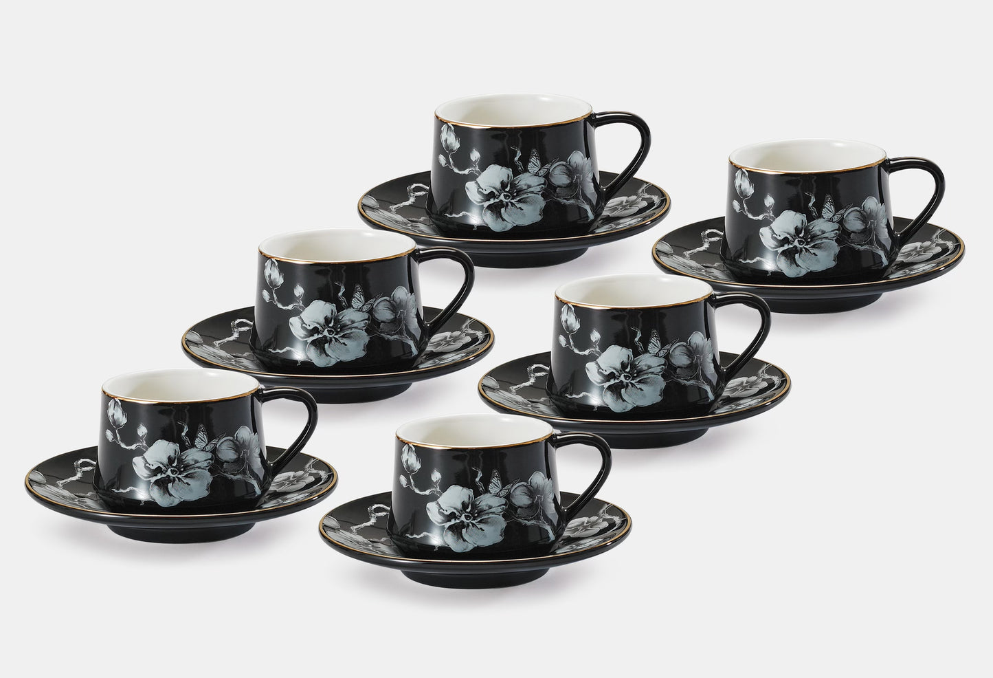 12 PC White Flower Coffee Set
