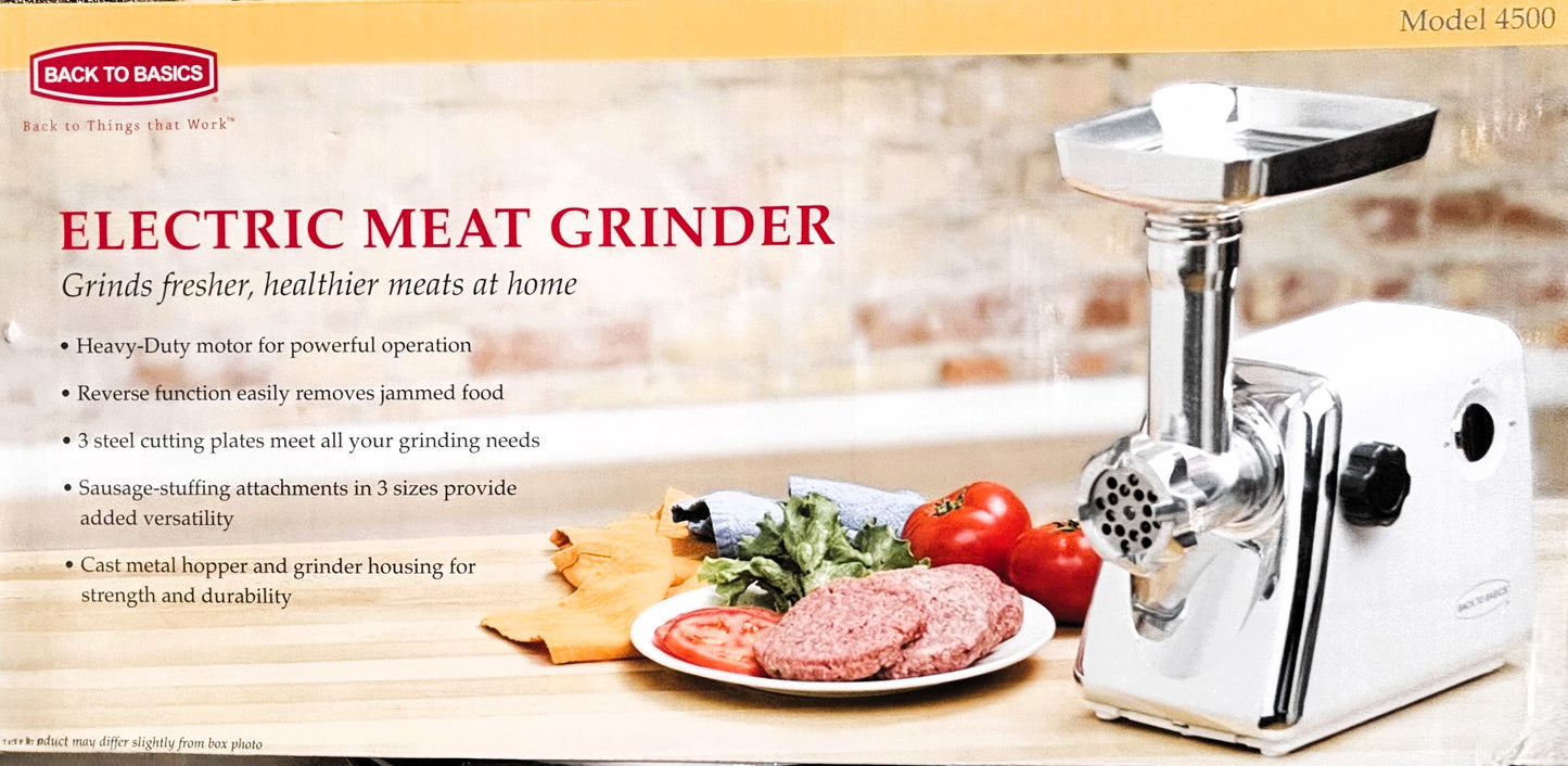 Electric Meat grinder Back To Basics Grinds Fresher Healthier Meats at Home Model 4500