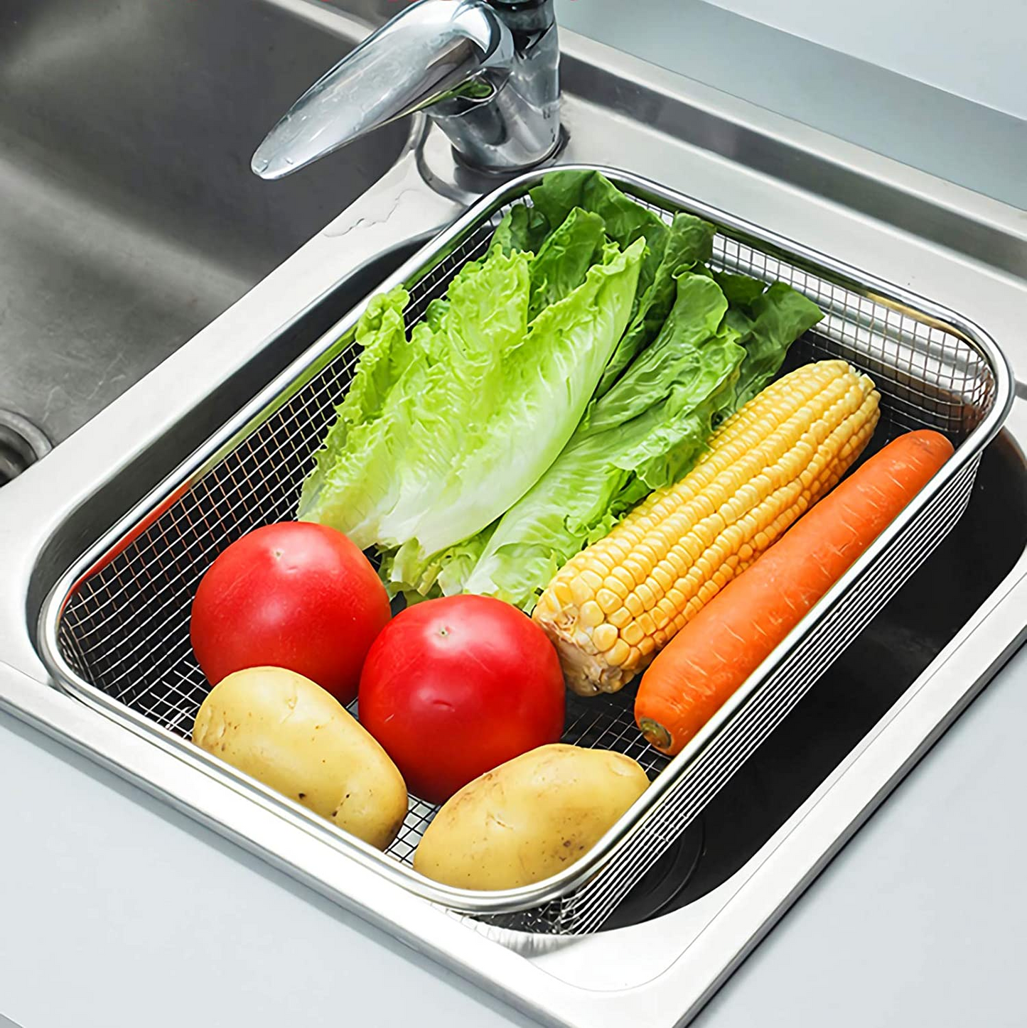 Stainless Steel Mesh Rectangle Colander Strainer Basket