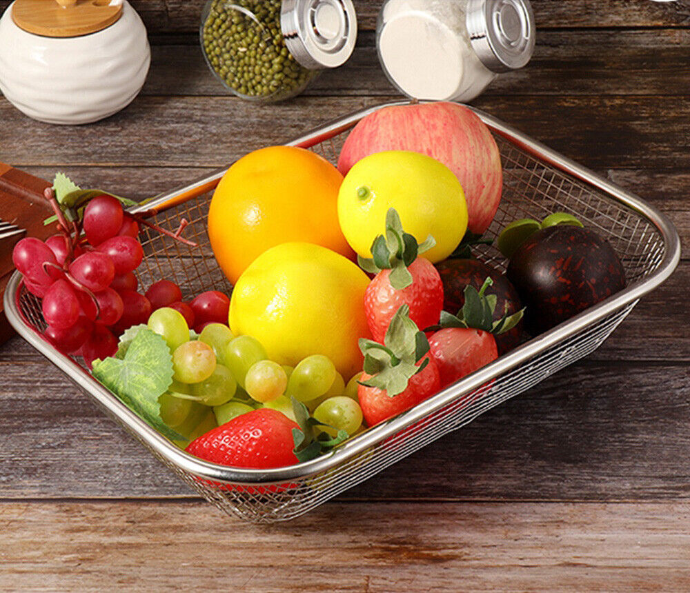 Stainless Steel Mesh Rectangle Colander Strainer Basket