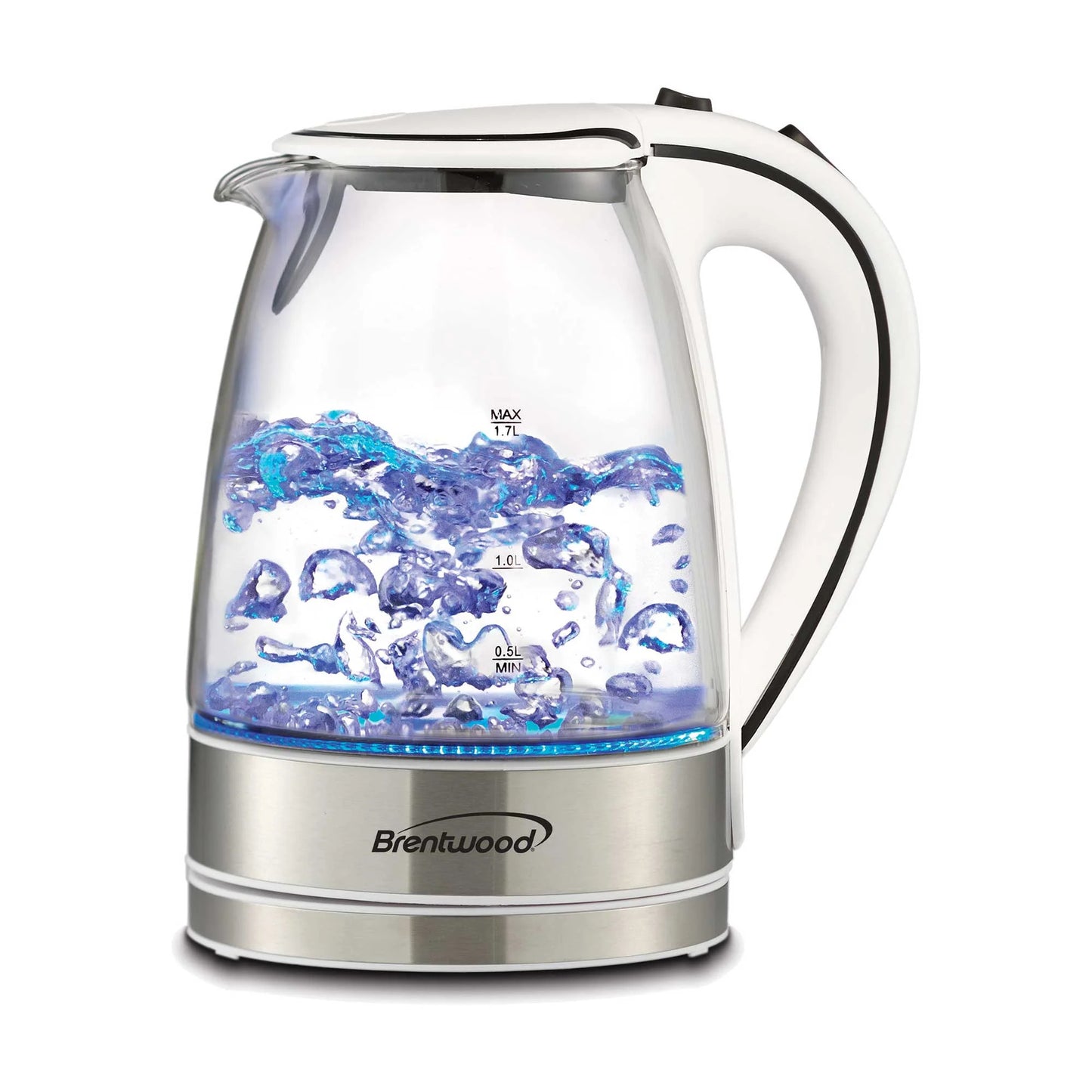 1.7L Brentwood Cordless Glass Kettle