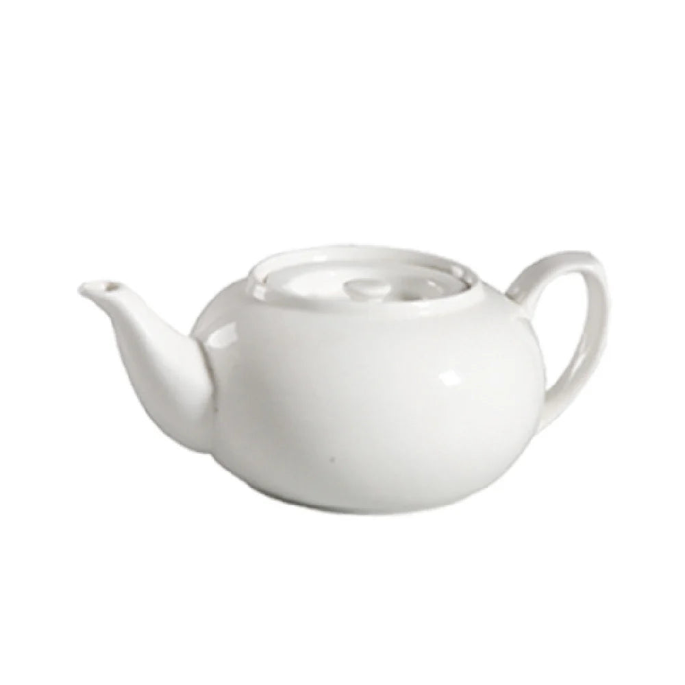 Ceramic Teapot with Lid, White, Classic Round Shape, Tea Serving Pot 16oz
