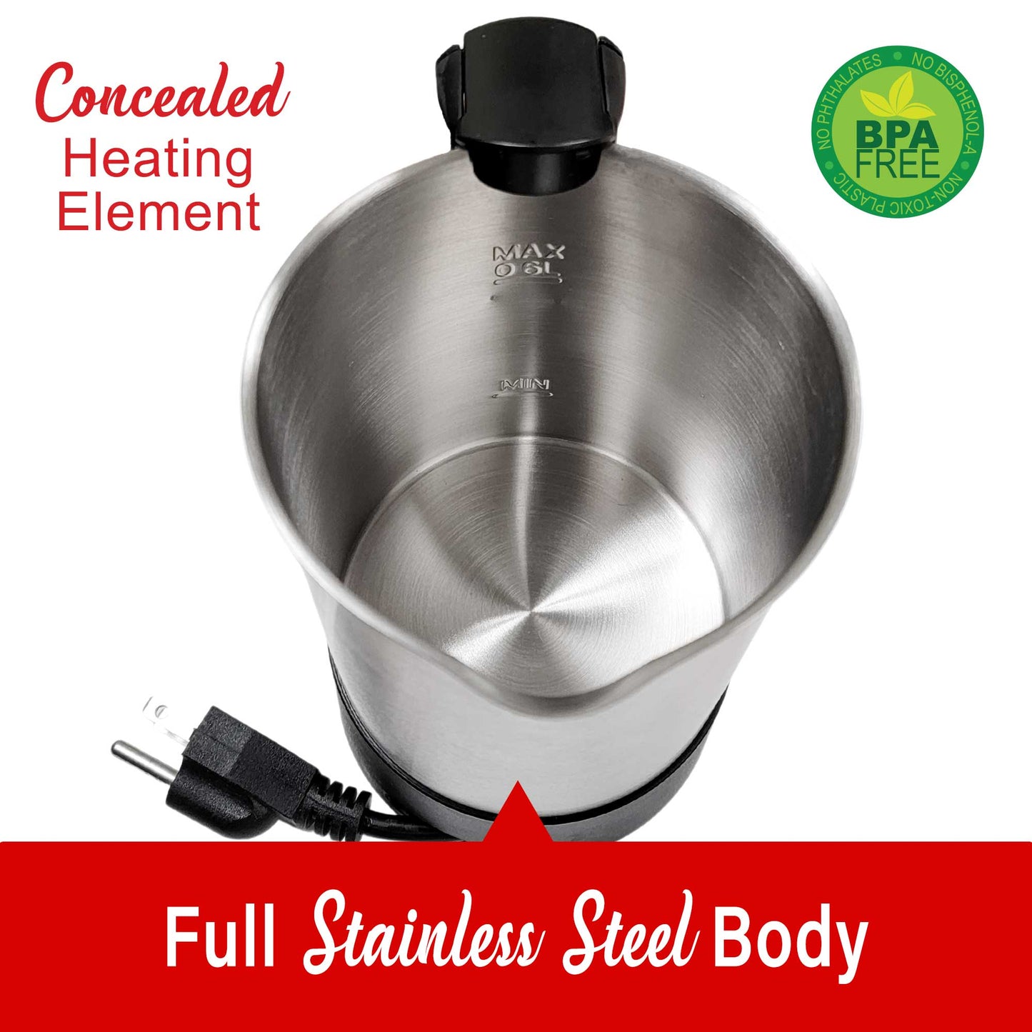 2.5 Cups Brentwood Stainless Steel Travel Kettle