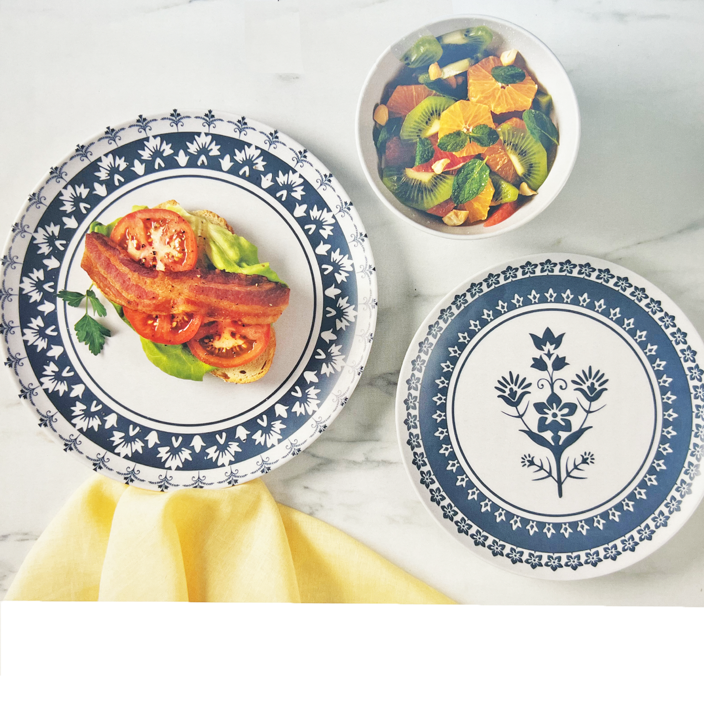 12 PC Blue Martha Stewart Dinnerware Set with 24 PC Cutlery Set