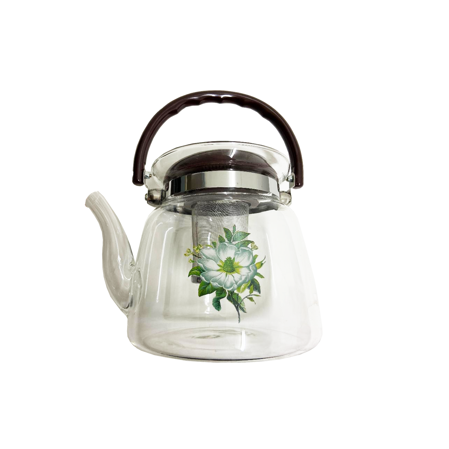 2.2L Glass Coffee & Tea Pot With Flower Design