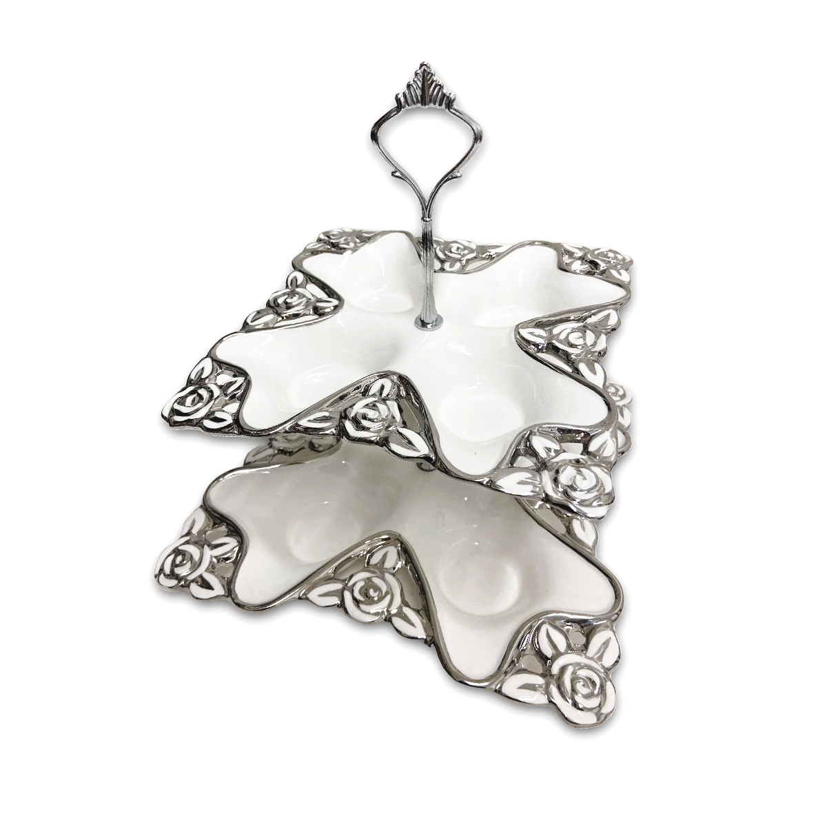 2 Tier Silver Cupcakes Fruits Desserts Serving Stand