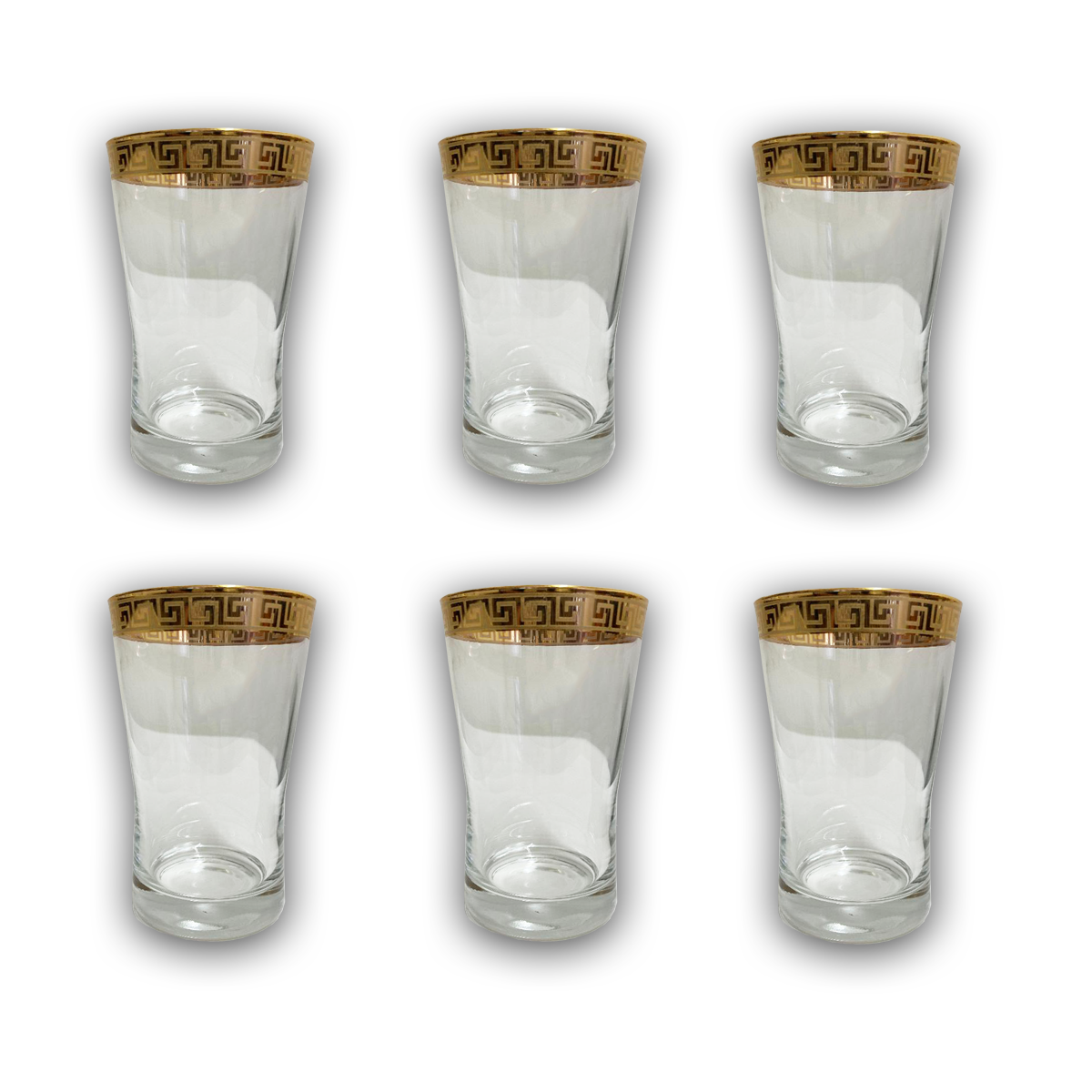 6 PC Tall Gold Versace Inspired Design Glass Cups