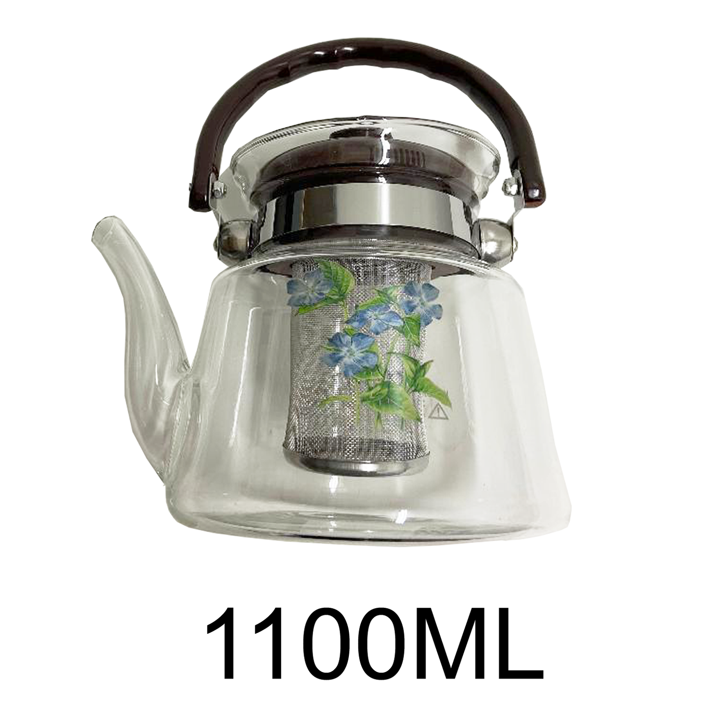 1.1L Glass Coffee & Tea Pot with Flower Design