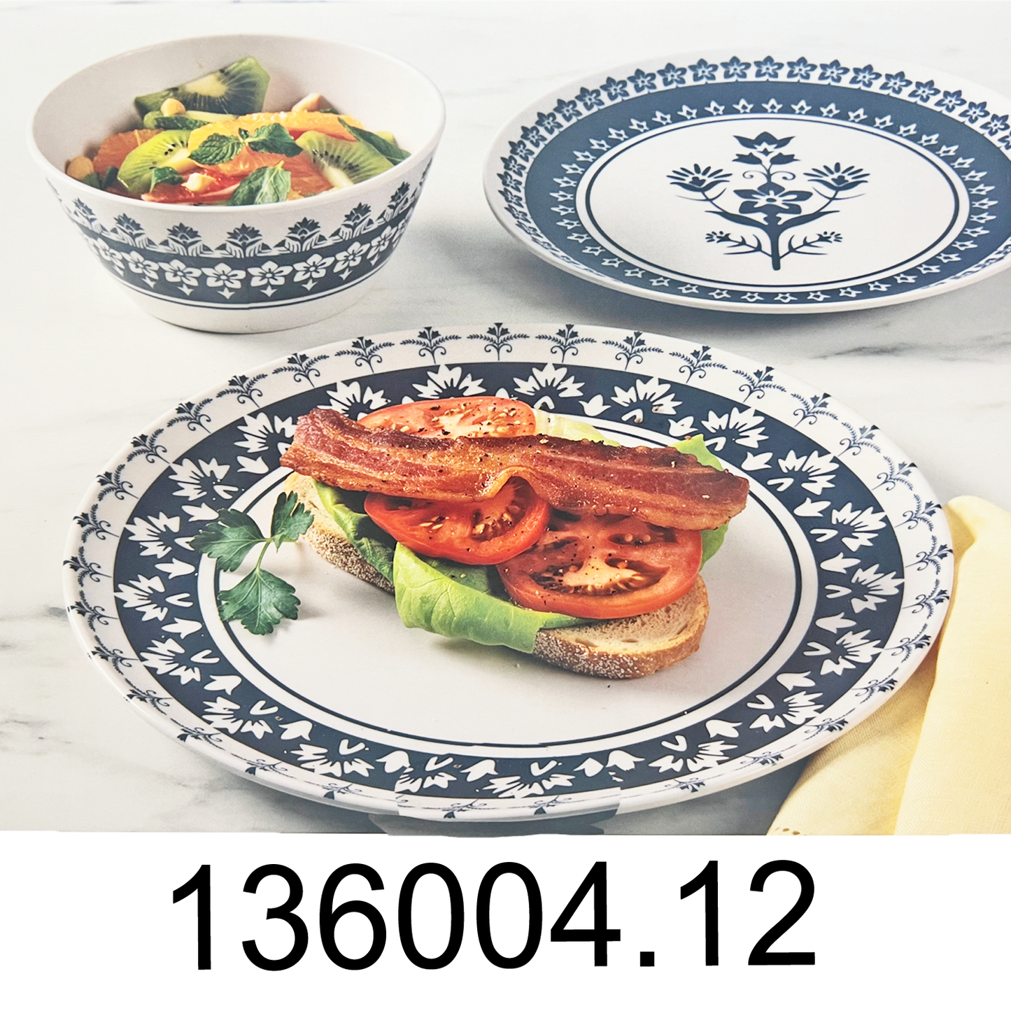 12 PC Martha Stewart Bamboo Fiber Dinnerware Set- Blue