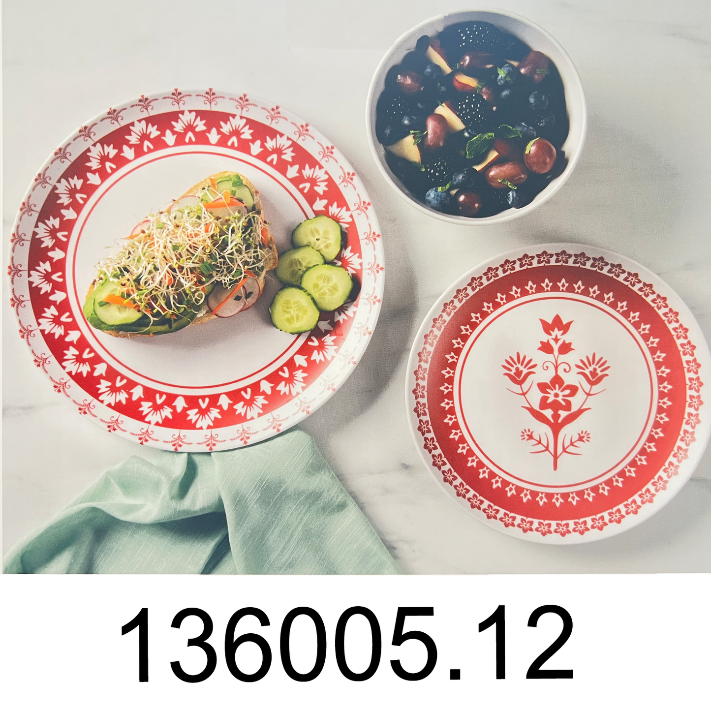 12 PC Martha Stewart  Bamboo Fiber Dinnerware Set- Red