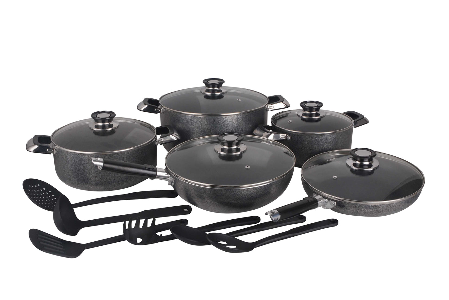 16 PC Black Non-stick Aluminum Cookware Set