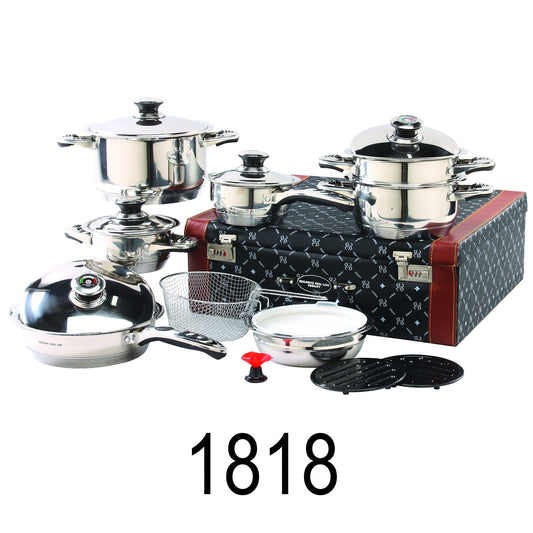 18 PC Stainless Steel Cookware Set With Thermometer