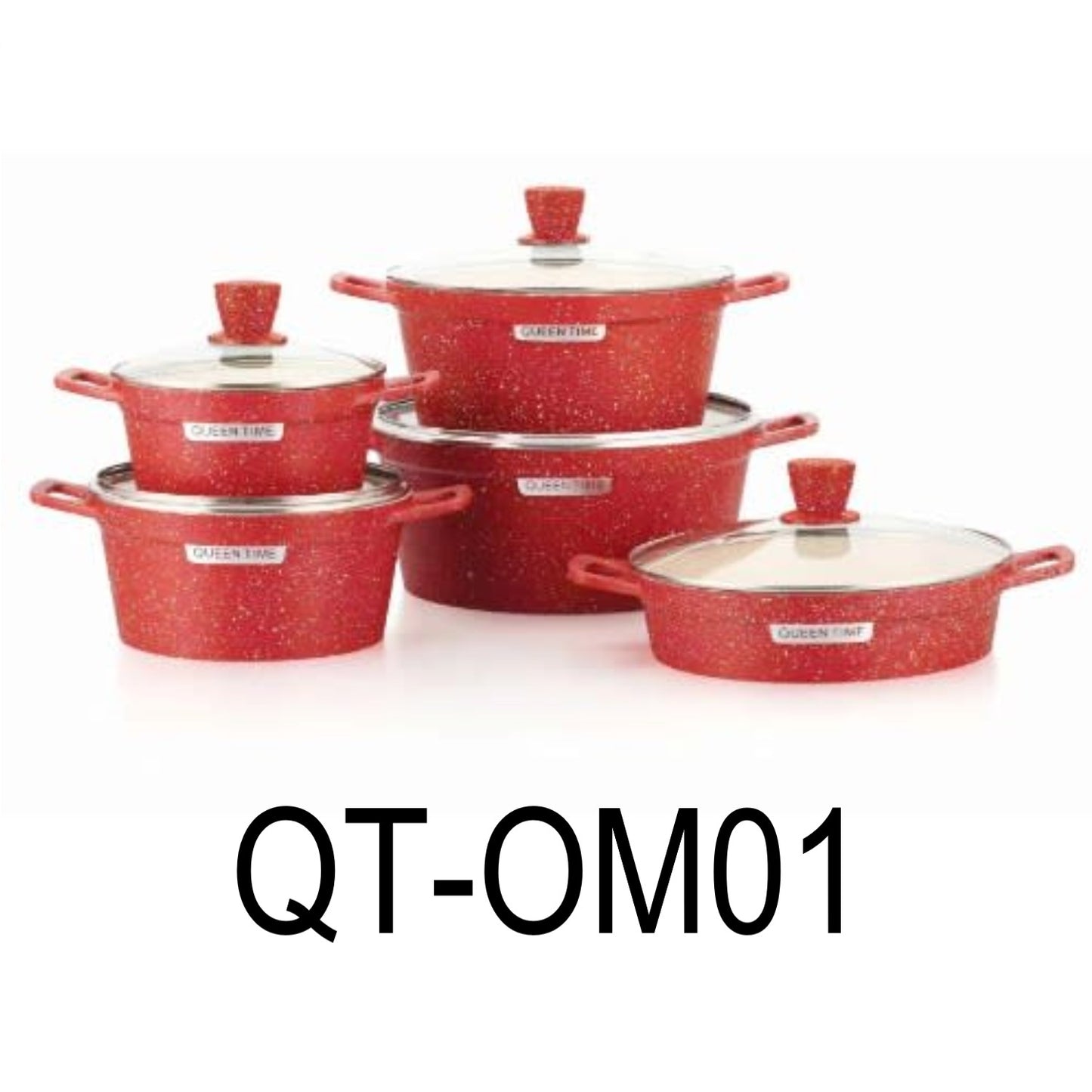 10 PC Red Aluminum Die Casting Casserole Set