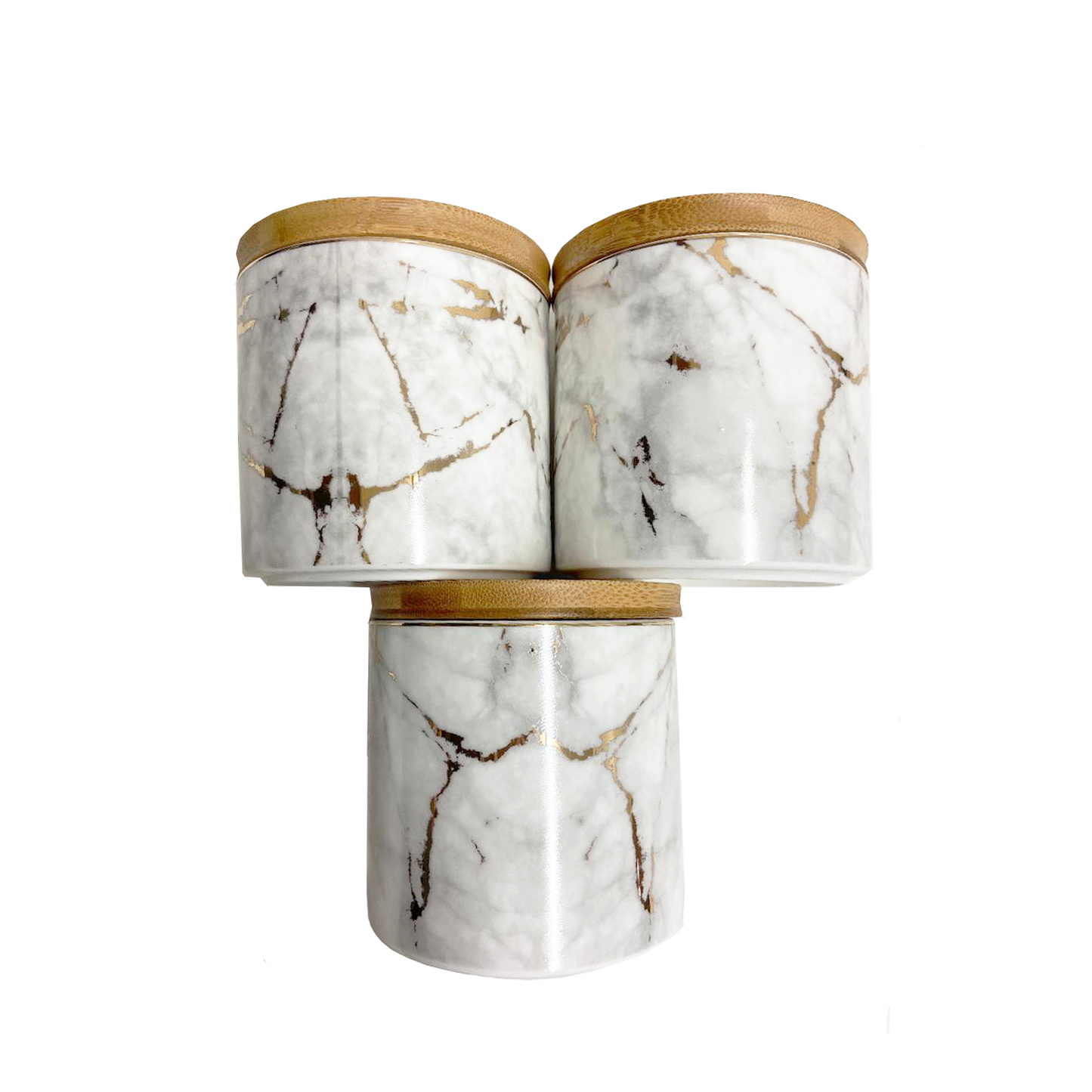 3 PC Canister Set With Bamboo Lid