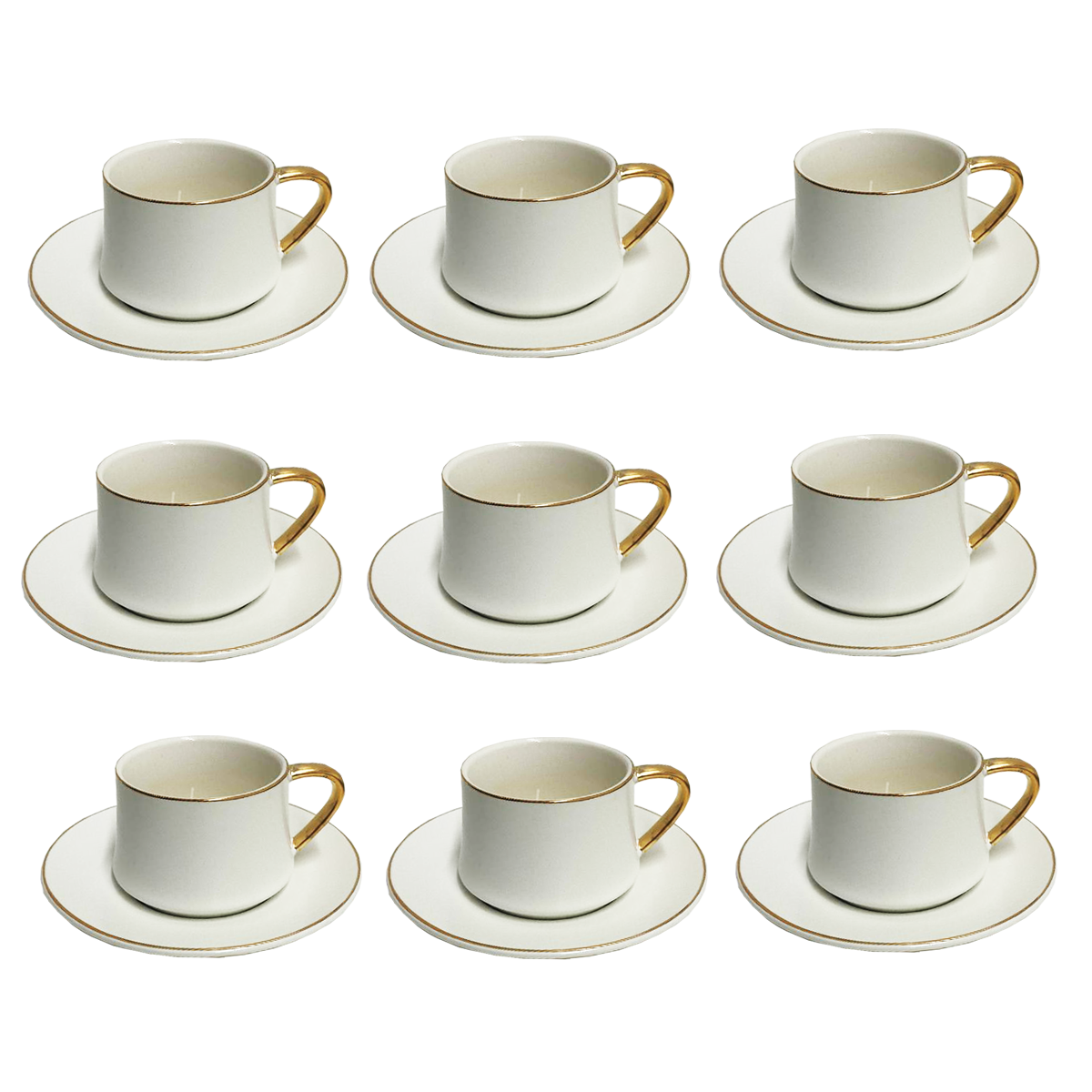 12 PC Matte White & Gold Coffee Set