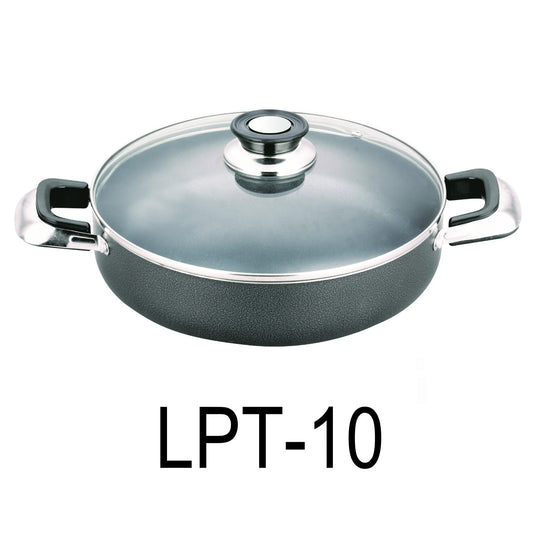 10" Low Pot Non Stick Heavy Gauge With Glass Lid