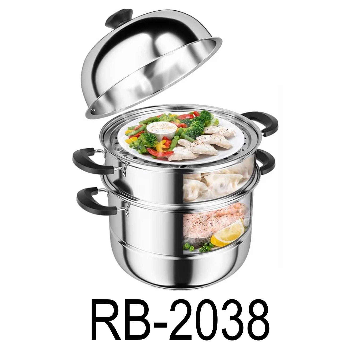 38cm Stainless Steel 3 Tier Layer Steamer – R & B Import
