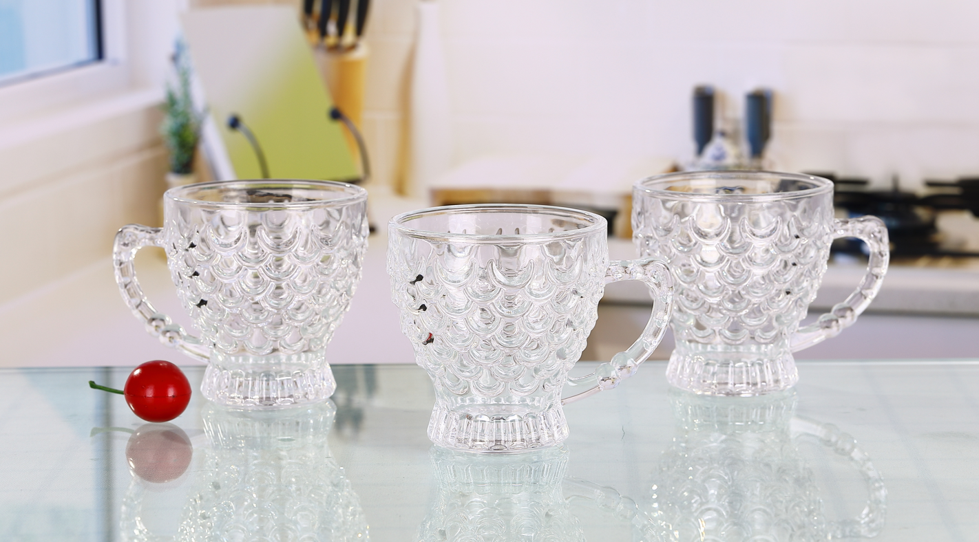 12 PC Bubble Glass Tea Cup Set