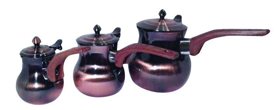 3 PC Stainless Steel With Cooper Finish Coffee Pot Set
