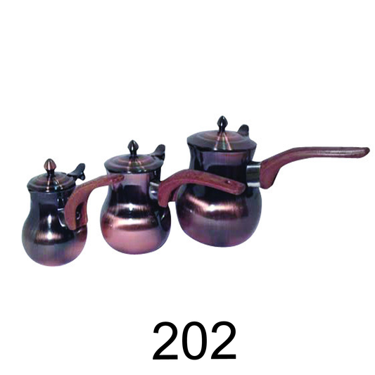 3 PC Stainless Steel With Cooper Finish Coffee Pot Set