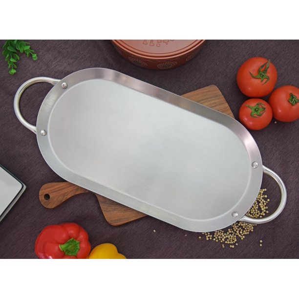 17" Oval Stainless Steel Fry Pan Comal