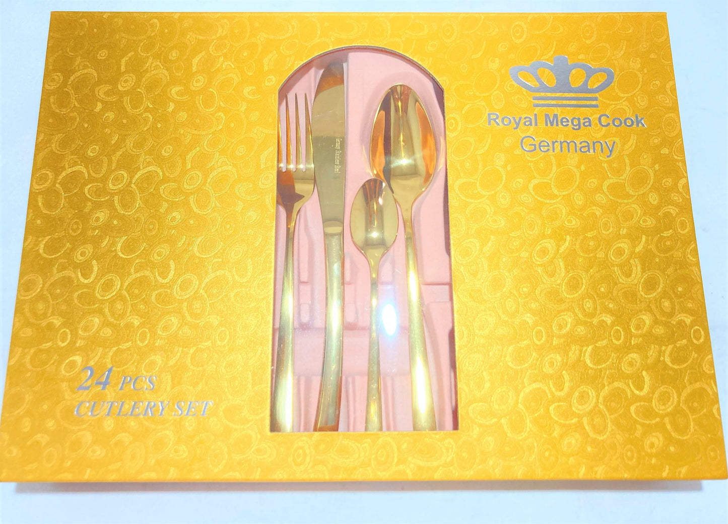 24 PC Classic Stainless Steel Gold Cutlery Set