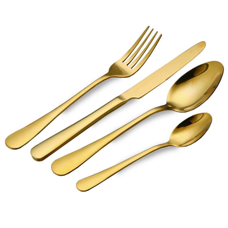 24 PC Classic Stainless Steel Gold Cutlery Set