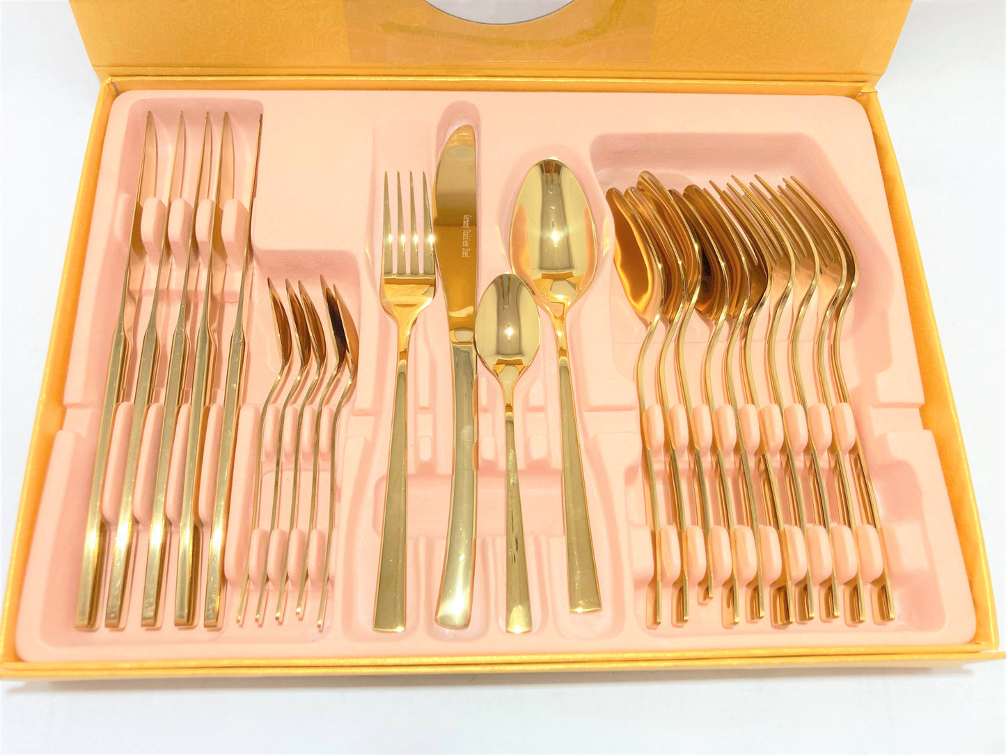 24 PC Classic Stainless Steel Gold Cutlery Set