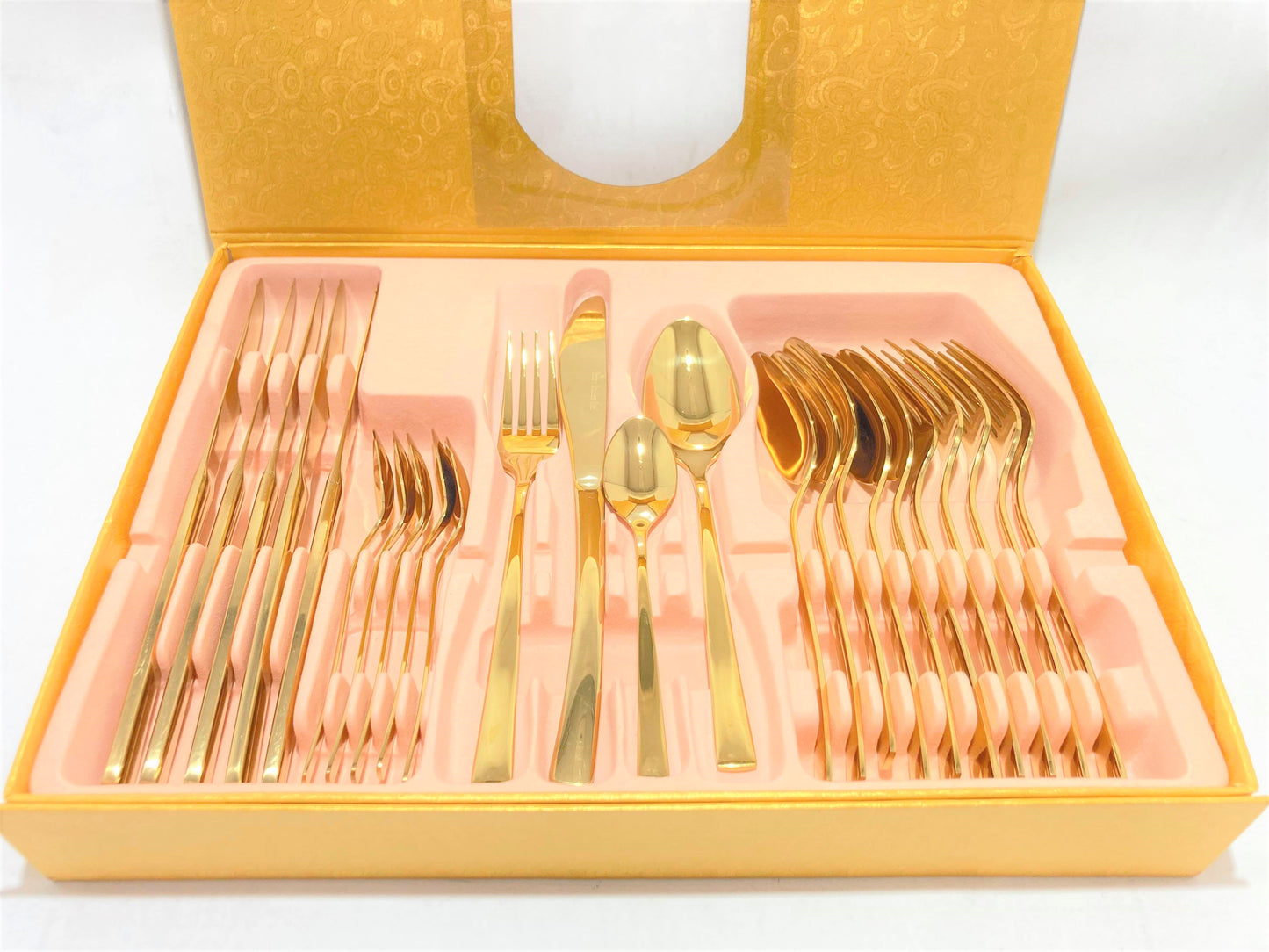 24 PC Classic Stainless Steel Gold Cutlery Set