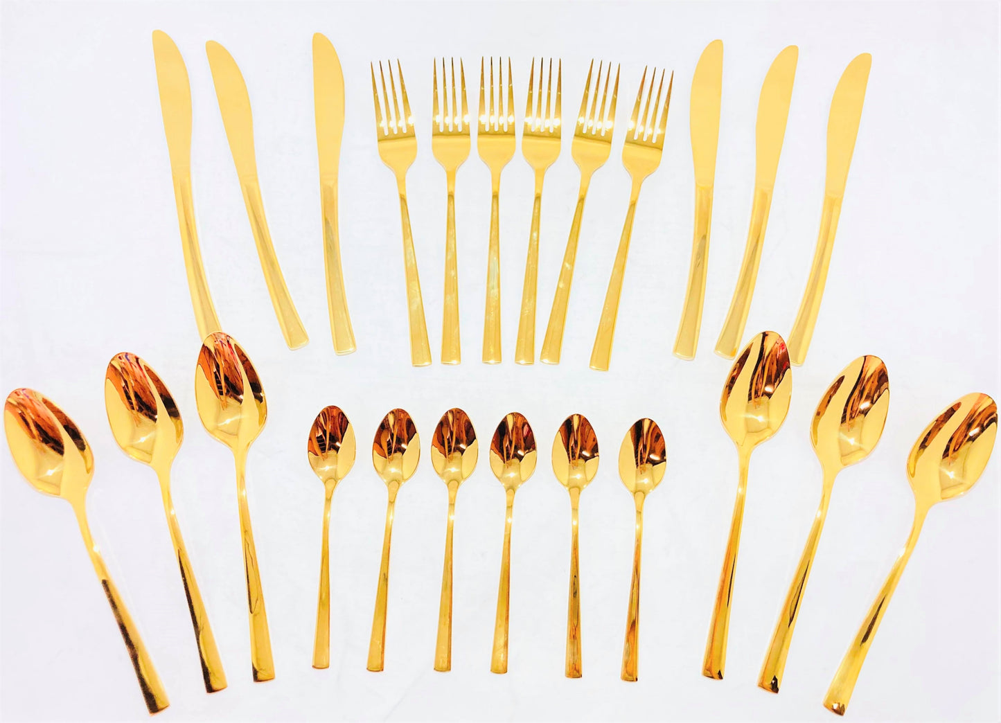 24 PC Classic Stainless Steel Gold Cutlery Set