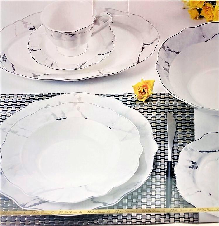 22 PC Gold Marble Dinner Set