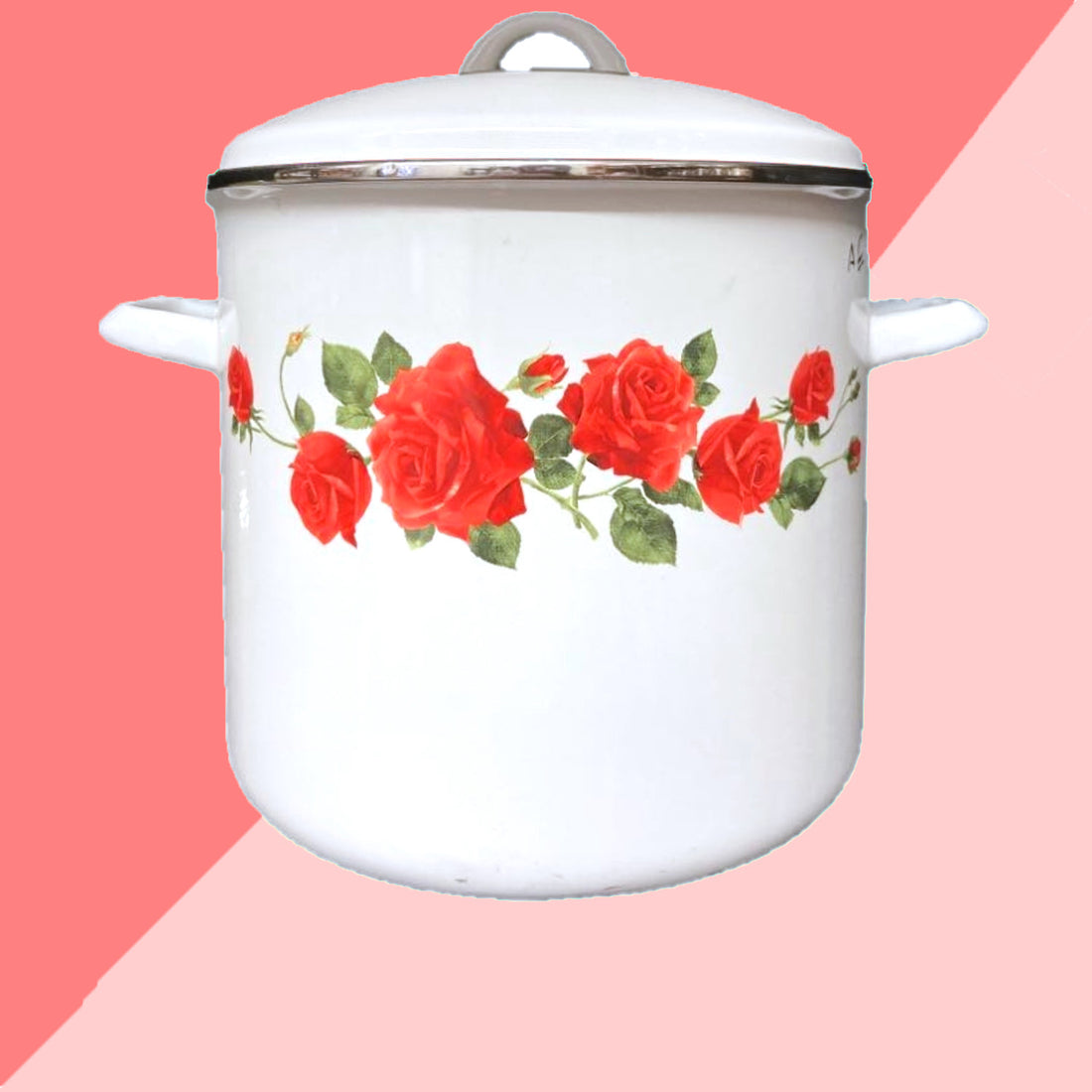 8 QT Rose Enamel Stock Pot with Lid