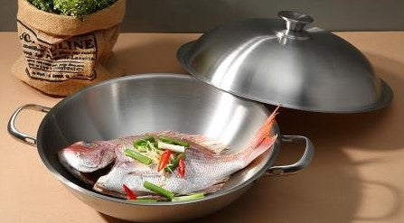 13.5" Stainless Steel Soup Pot With Lid & Steamer Rack