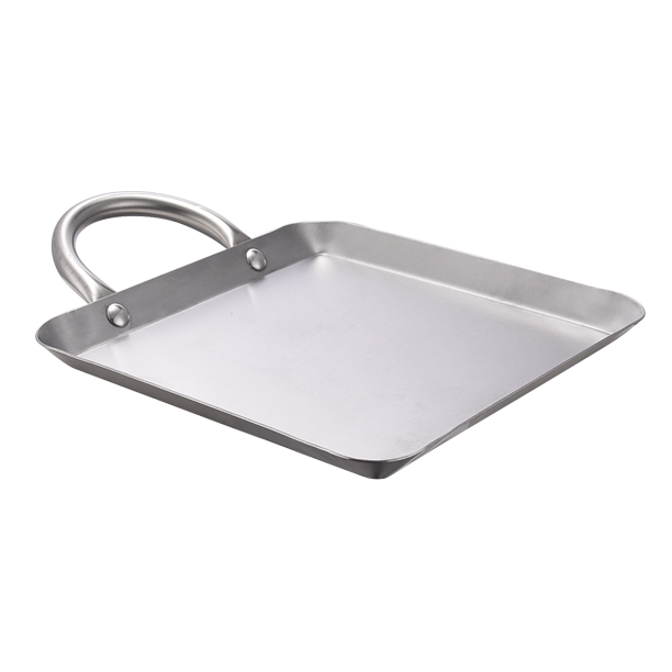 8.5" Stainless Steel Flat Square Fry Pan Comal