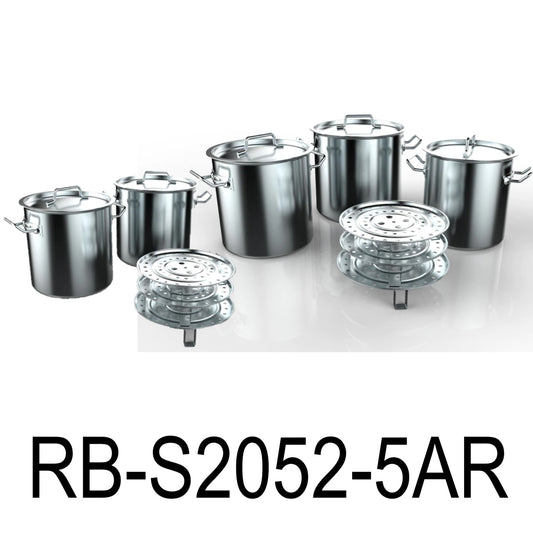 5 PC Stainless Steel Tamales Stockpot With Steamer Rack