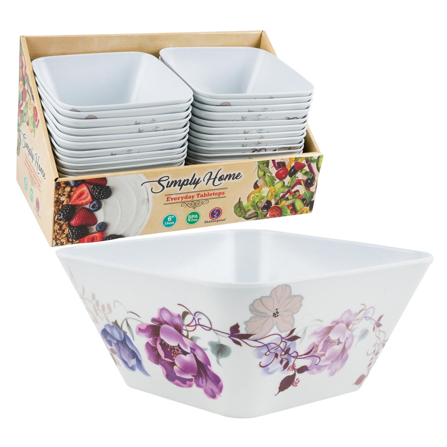 1 PC 15cm Square Floral Bowl